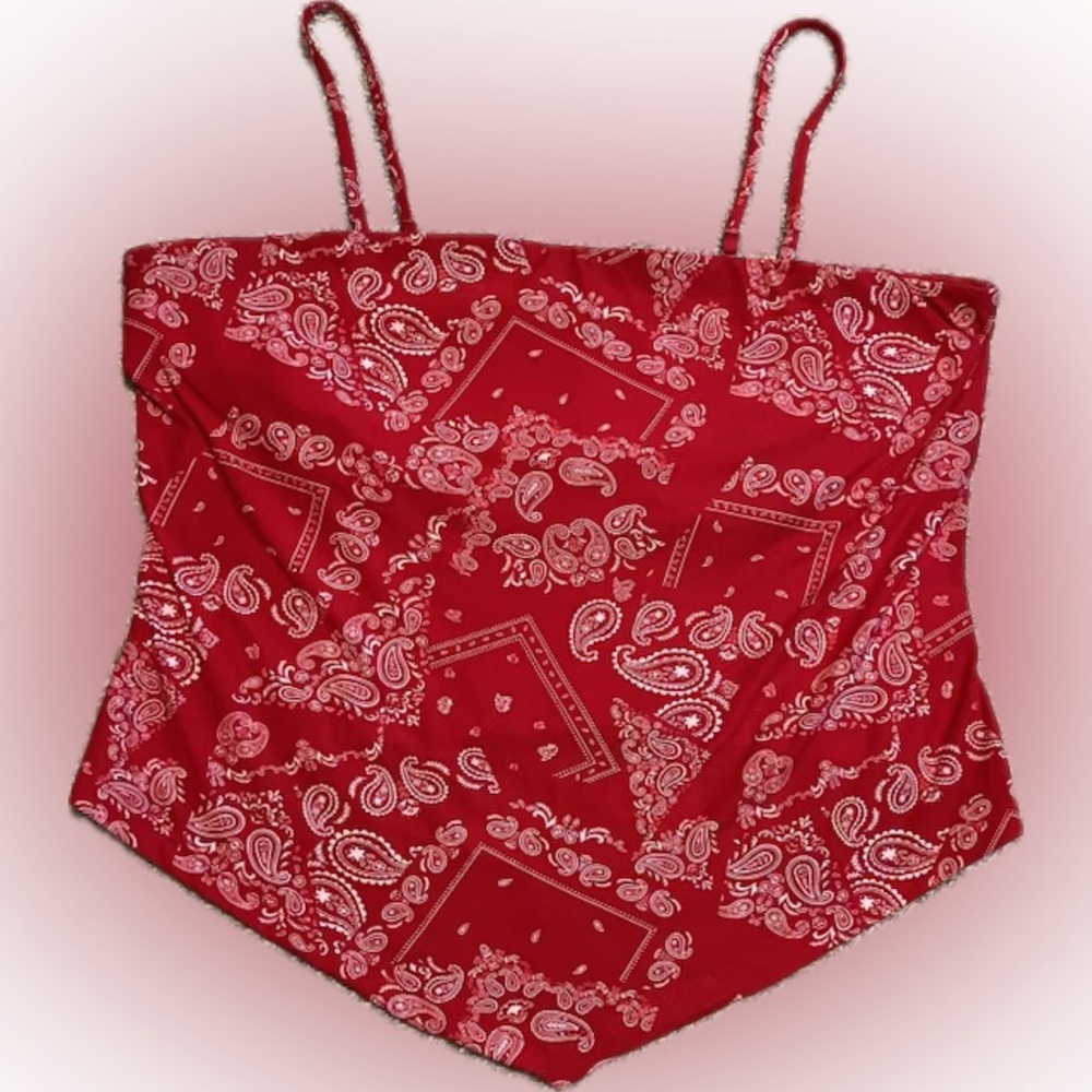 Red Bandana Print Handkerchief Hem Cami Top NO BOUNDARIES